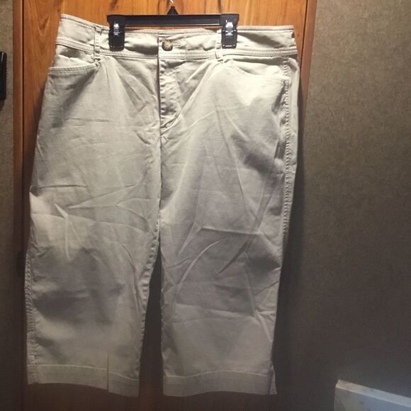 NWOT Eddie Bauer Brand Kaki Colored Capris Women’s Size 16. - Picture 5 of 14